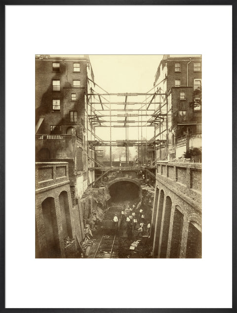 Construction of District Line underground railway 19th century