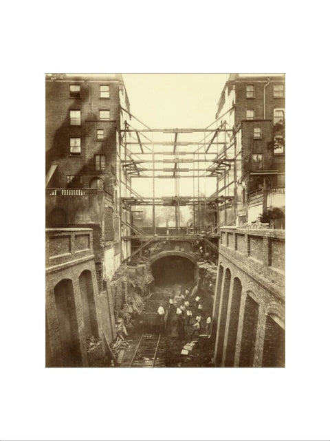 Construction of District Line underground railway 19th century