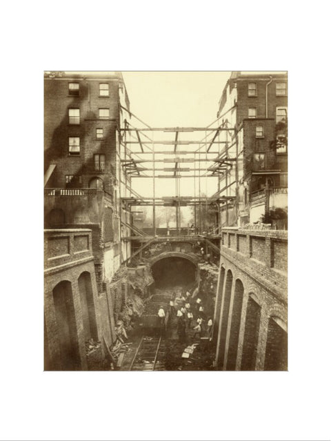 Construction of District Line underground railway 19th century