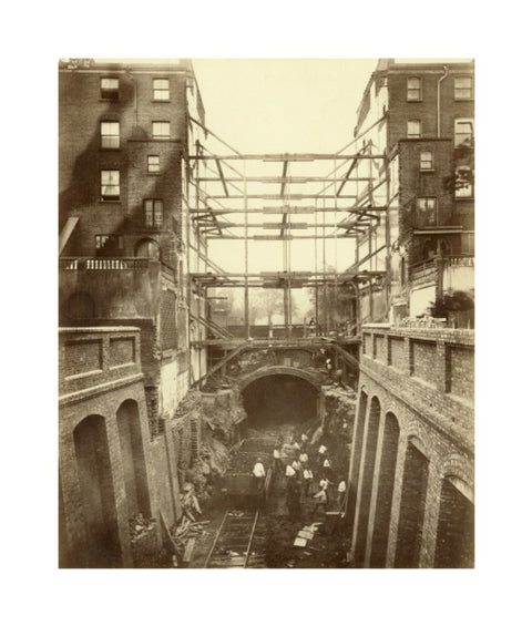 Construction of District Line underground railway 19th century