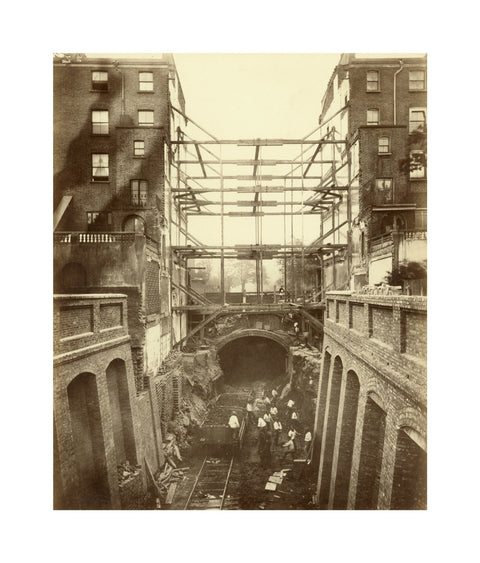 Construction of District Line underground railway 19th century