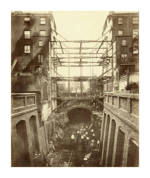 Construction of District Line underground railway 19th century