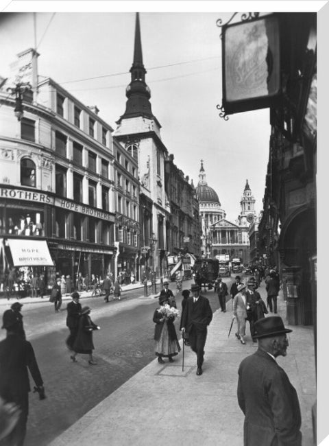 Ludgate Hill looking east to St Pauls Cathedral and St Martin Ludgate 20th century