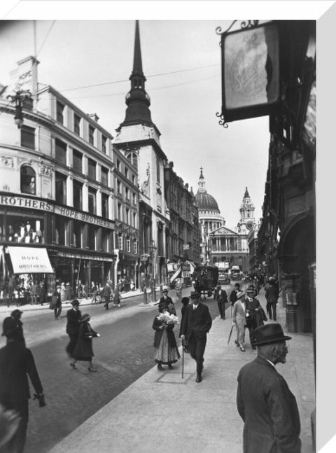 Ludgate Hill looking east to St Pauls Cathedral and St Martin Ludgate 20th century