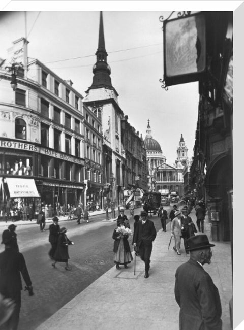 Ludgate Hill looking east to St Pauls Cathedral and St Martin Ludgate 20th century