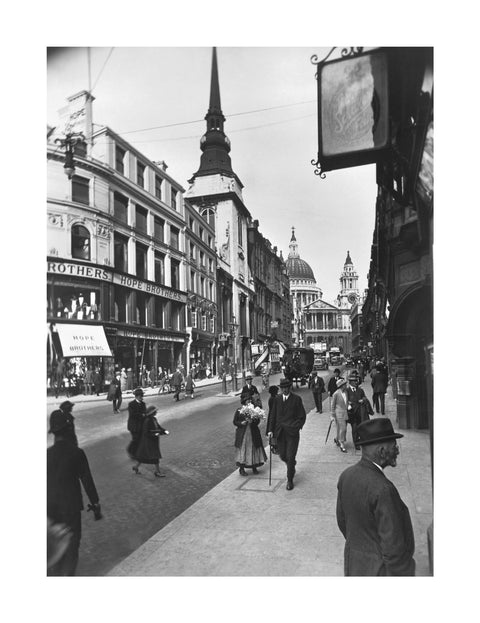 Ludgate Hill looking east to St Pauls Cathedral and St Martin Ludgate 20th century