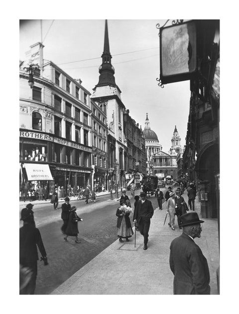 Ludgate Hill looking east to St Pauls Cathedral and St Martin Ludgate 20th century