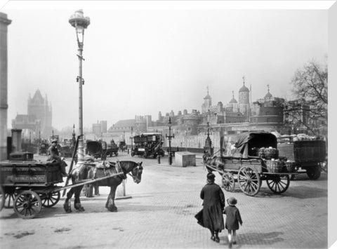 Street scene with tower of London in the distance 20th century