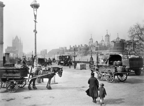 Street scene with tower of London in the distance 20th century