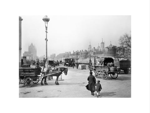 Street scene with tower of London in the distance 20th century