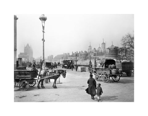 Street scene with tower of London in the distance 20th century