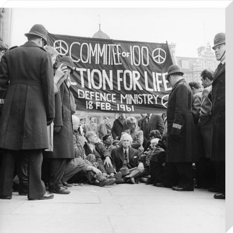 Bertrand Russell at the anti-Polaris protest Whitehall 1961