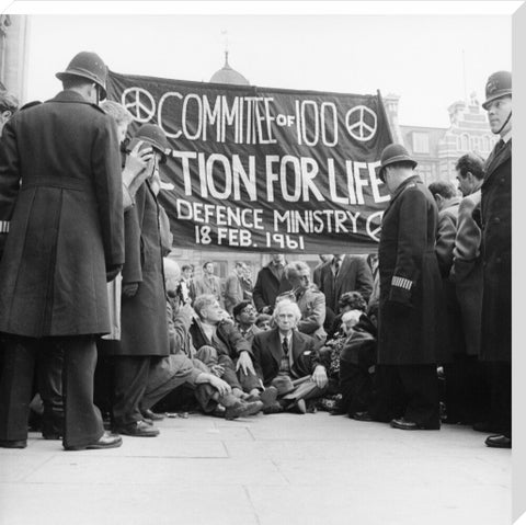 Bertrand Russell at the anti-Polaris protest Whitehall 1961