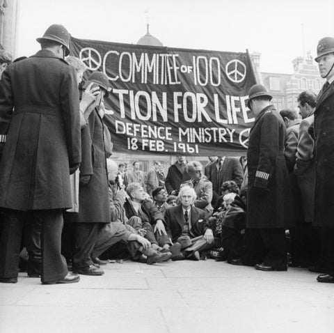 Bertrand Russell at the anti-Polaris protest Whitehall 1961