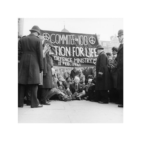 Bertrand Russell at the anti-Polaris protest Whitehall 1961