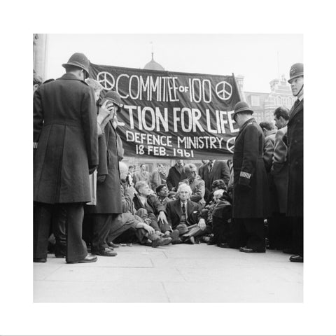 Bertrand Russell at the anti-Polaris protest Whitehall 1961