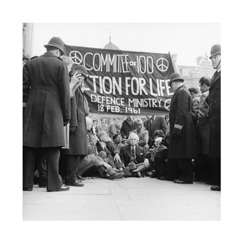 Bertrand Russell at the anti-Polaris protest Whitehall 1961