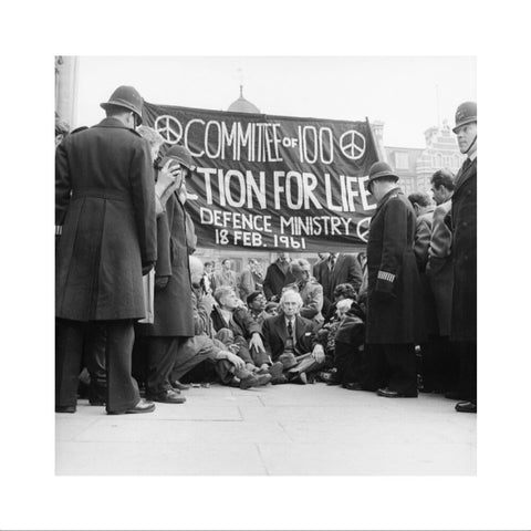 Bertrand Russell at the anti-Polaris protest Whitehall 1961