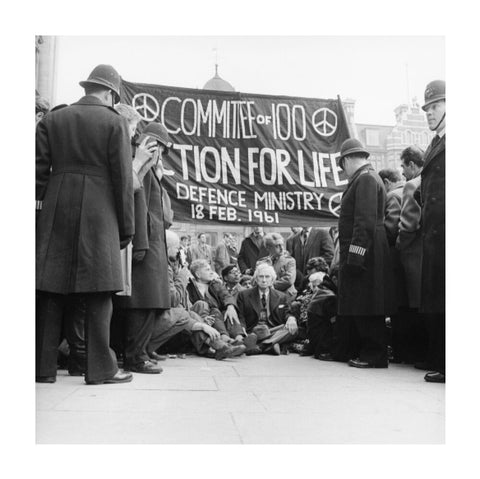 Bertrand Russell at the anti-Polaris protest Whitehall 1961