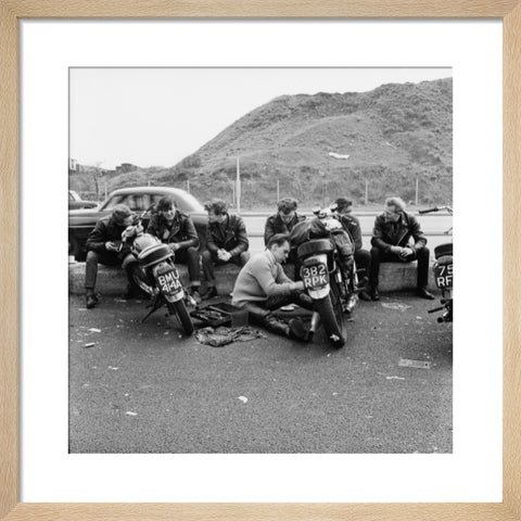 Bikers outside the Ace Caf√© North Circular Road 1963