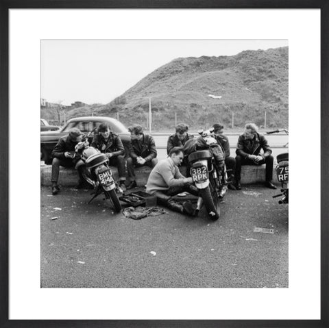 Bikers outside the Ace Caf√© North Circular Road 1963