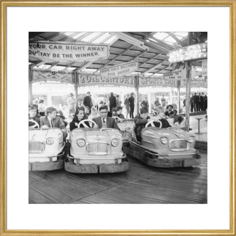 Couples on the dodgems ride Battersea Park fun fair 1966