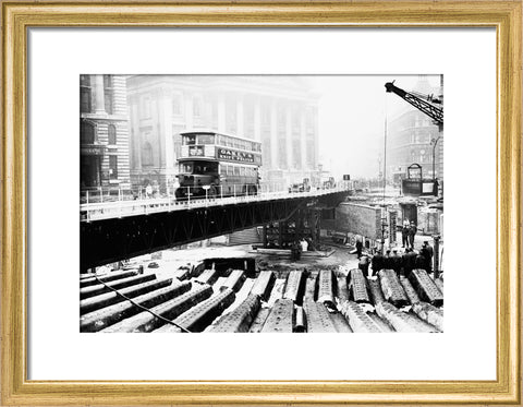 Emergency bridge at Bank underground station 1941