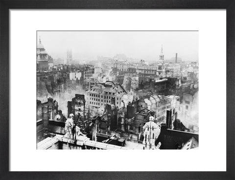 Bomb damage viewed from St. Paul's towards Paternoster Row1940