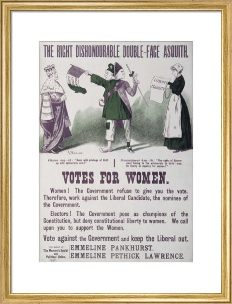 The right dishonourable double - face asquith. Votes for women 1909