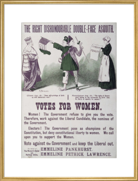 The right dishonourable double - face asquith. Votes for women 1909