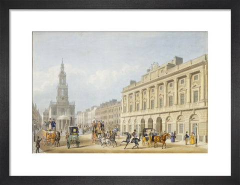 Exterior view of Somerset House and Church of St Mary le Strand 1818