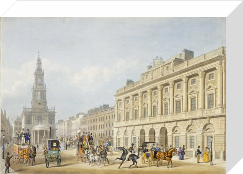 Exterior view of Somerset House and Church of St Mary le Strand 1818