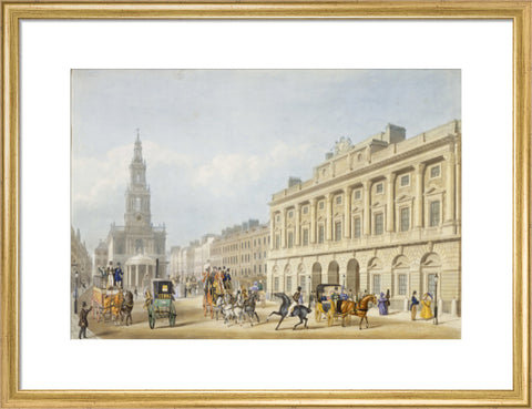 Exterior view of Somerset House and Church of St Mary le Strand 1818