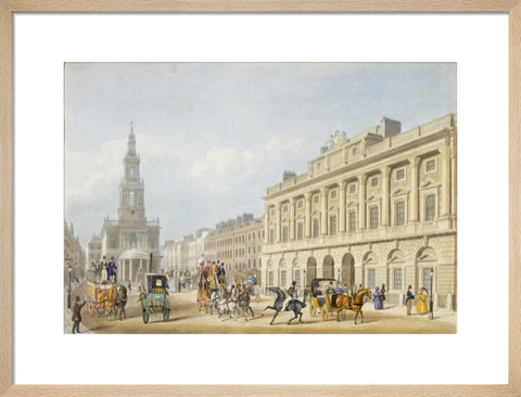 Exterior view of Somerset House and Church of St Mary le Strand 1818