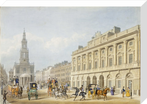 Exterior view of Somerset House and Church of St Mary le Strand 1818