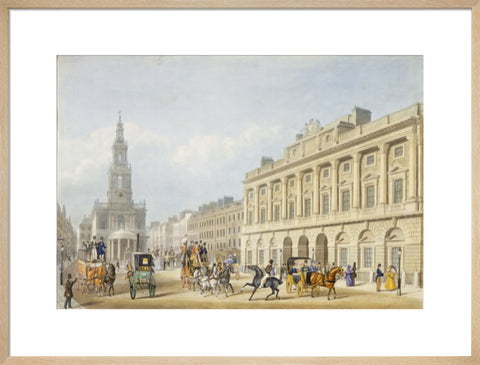 Exterior view of Somerset House and Church of St Mary le Strand 1818