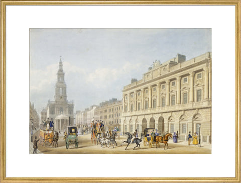 Exterior view of Somerset House and Church of St Mary le Strand 1818