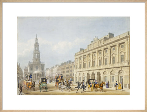 Exterior view of Somerset House and Church of St Mary le Strand 1818