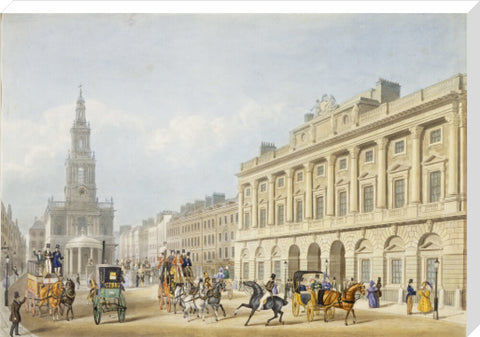 Exterior view of Somerset House and Church of St Mary le Strand 1818