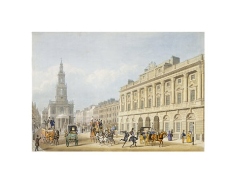 Exterior view of Somerset House and Church of St Mary le Strand 1818