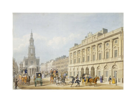 Exterior view of Somerset House and Church of St Mary le Strand 1818