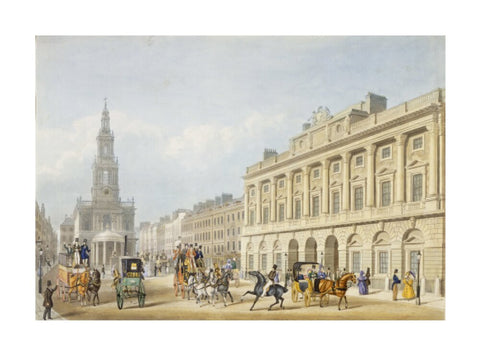 Exterior view of Somerset House and Church of St Mary le Strand 1818