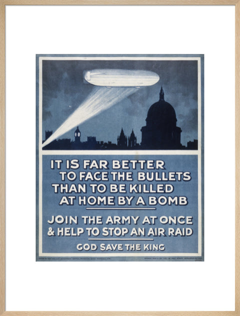 Poster with a Zeppelin over London skyline 20th century