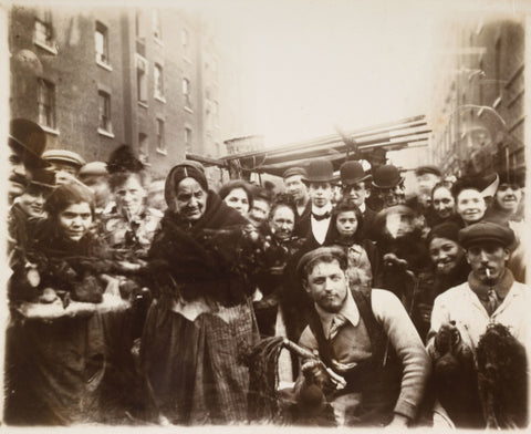 Market traders and locals in Middlesex Street 1899