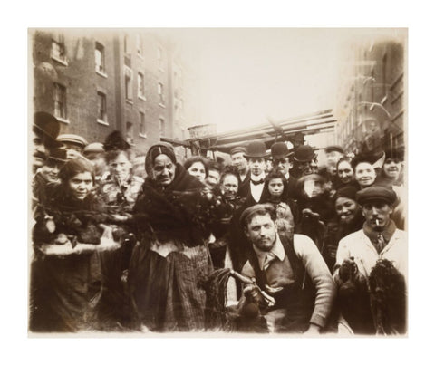 Market traders and locals in Middlesex Street 1899