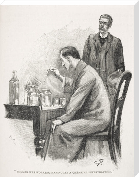 Holmes was working hard over a chemical investigation c.1895