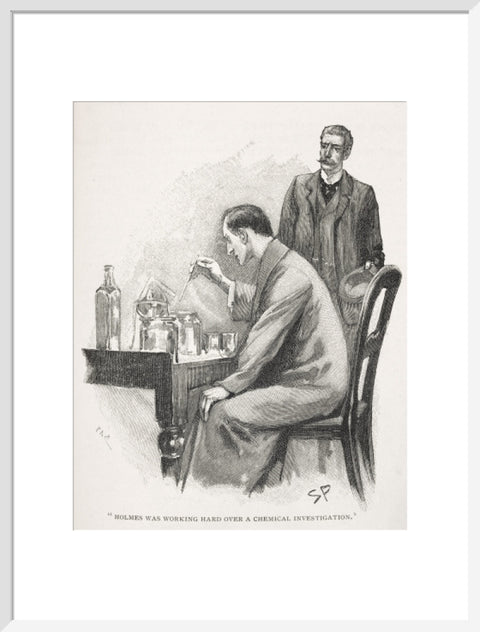 Holmes was working hard over a chemical investigation c.1895