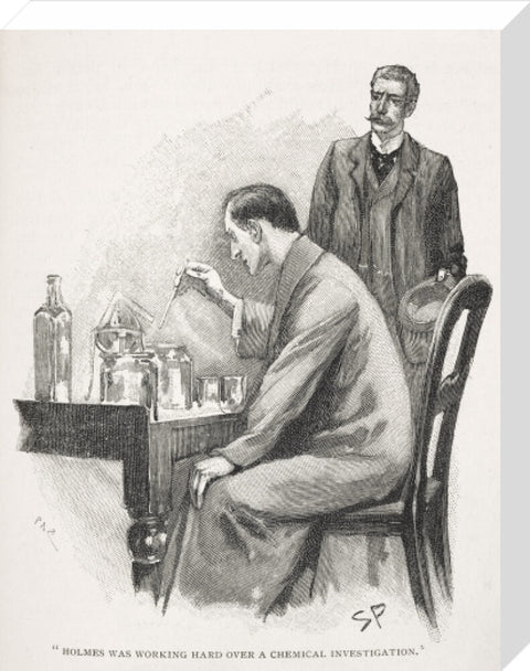 Holmes was working hard over a chemical investigation c.1895