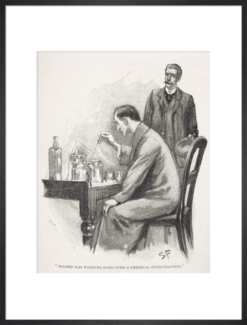 Holmes was working hard over a chemical investigation c.1895