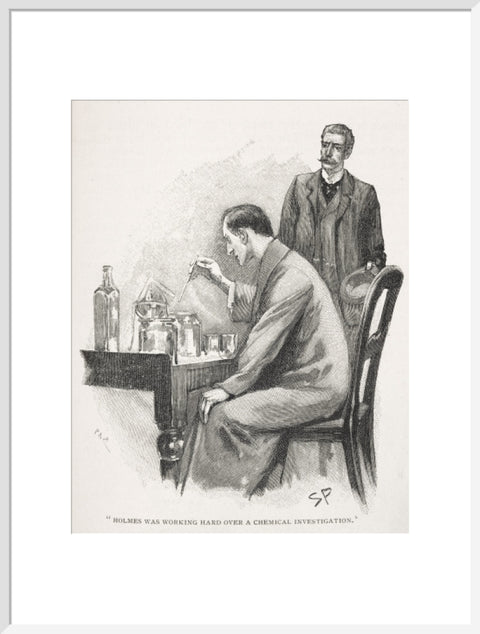 Holmes was working hard over a chemical investigation c.1895